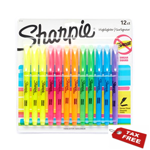 Sharpie Pocket Highlighters Chisel Tip Assorted Colors 12-pack Work School Study