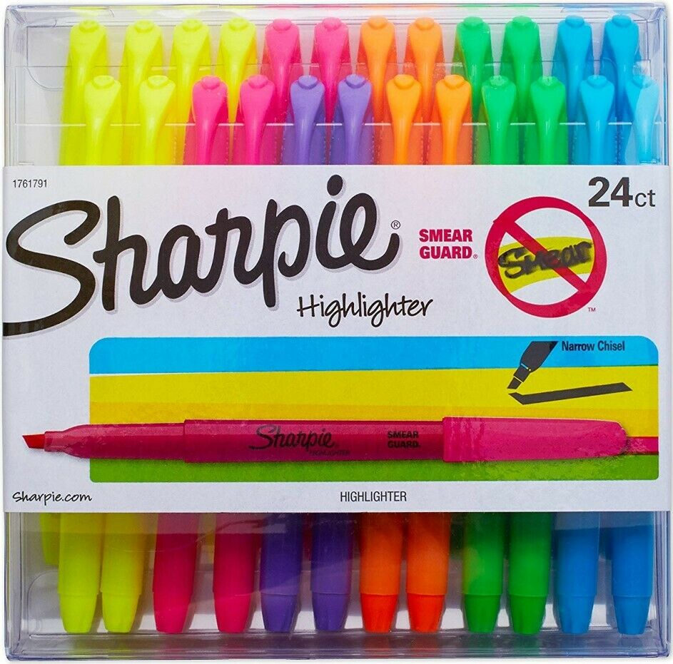 Sharpie Accent Pocket Highlighter Chisel Tip Assorted Colored 24-count Non Toxic