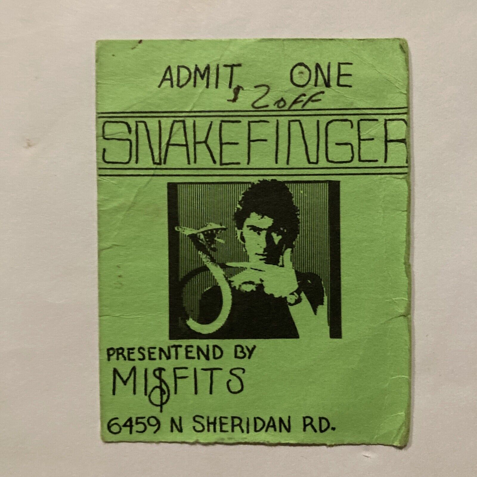 Snakefinger Concert Ticket Stub - Misfits In Chicago, Il. Unsure What This Was.