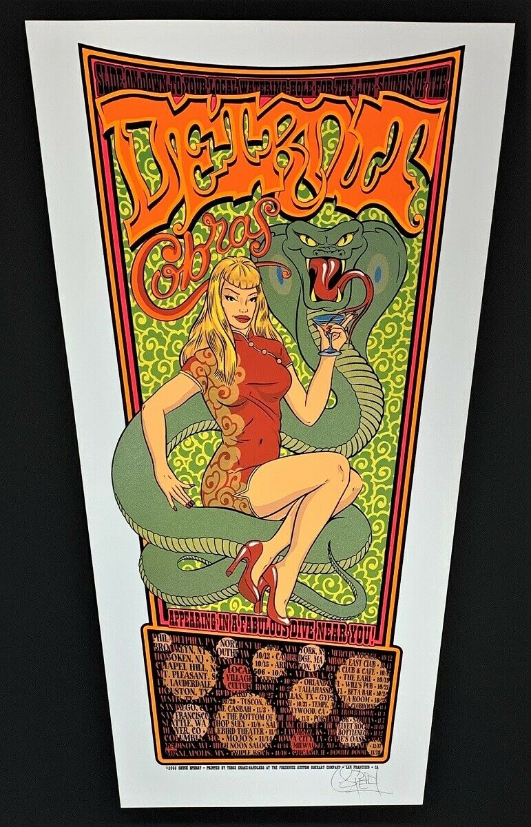 Detroit Cobras Poster Tour 2005 Firehouse Silkscreen Signed Chuck Sperry Mint!
