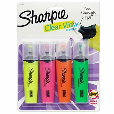 Sharpie 1912769 Clear View Highlighters, Chisel Tip, Assorted Colors, 4-count