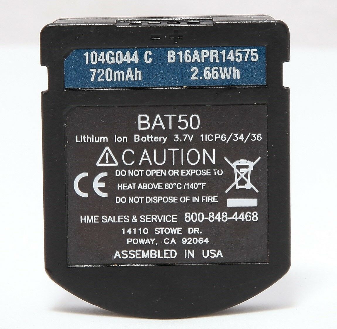 Used Hme Bat50 Hi Capacity 720mah Battery Pak For Hs6100 Hs6200 Wireless Headset